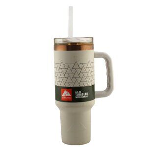 Ozark Trail 40-oz Tumbler With Handle & Straw Tan/Gold Double Wall Insulated New